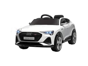 Voiture électrique enfant 12v audi e-tron, télécommande, ceinture, mp3usbtf, 3-5 ans, 3-5 kmh, blanche.