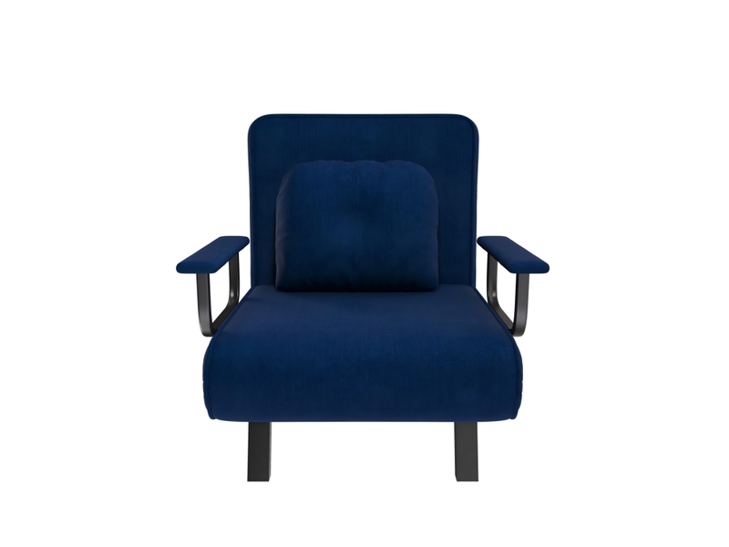  Fauteuil relax convertible - 60x60x80cm - chauffeuse lit 185cm, dossier 5 positions 180°, chenille, métal - bleu  - Conforama A