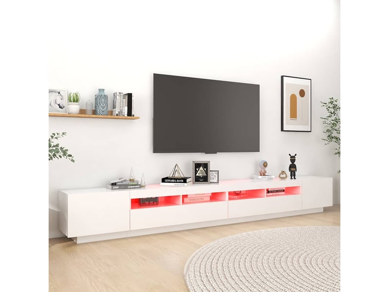  Meuble tv - banc tv - meuble de rangement avec lumières led blanc 300x35x40 cm  - Conforama D