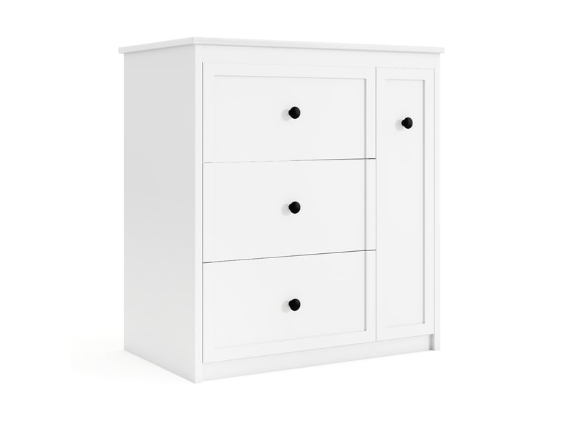  Meuble vasque salle de bain blanc 76 cm avec lavabo céramique intégré, tiroir latéral silencieux et rangement  - Conforama D