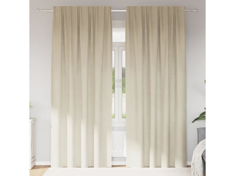 Lot de 2 rideaux, rideaux de fenêtre crème 140 x 225 cm velours cf44021 - Conforama B