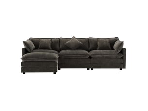Canapé d'angle réversible fixe <strong>MODENVIE</strong> <strong></strong> 3 places Tissu Gris foncé