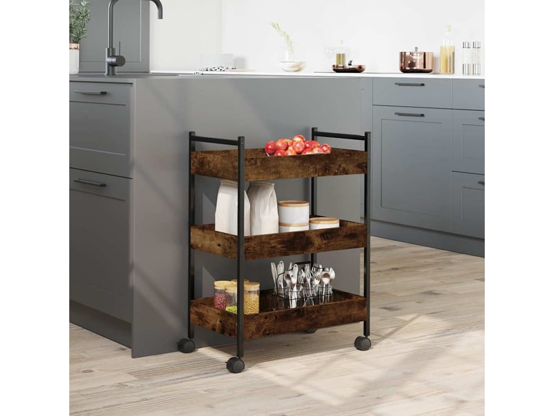  Desserte de cuisine, chariot de rangement chêne fumé 50x30x70 cm bois d'ingénierie  - Conforama D