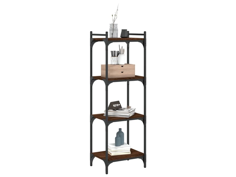  Bibliothèque 4 niveaux, armoire à livres chêne marron 40x30x120cm bois ingénierie  - Conforama C