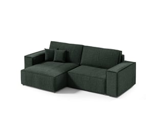 Canapé d'angle réversible convertible ULTRA  4 places Velours côtelé vert avec coffre de rangement
