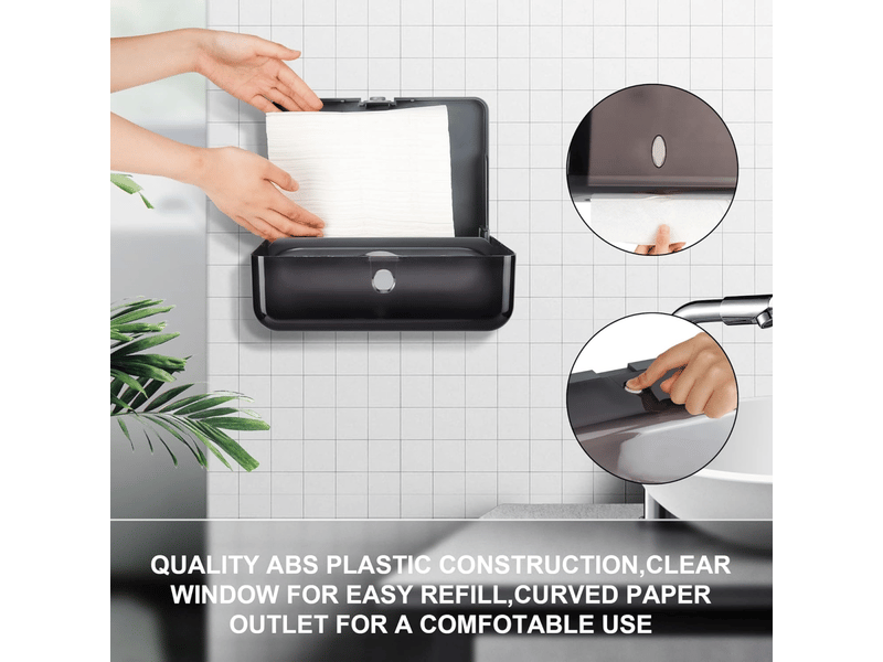  Distributeur de papier essuie-tout mural sans contact, sans perçage, étanche à l'eau et à la poussière, noir  - Conforama D
