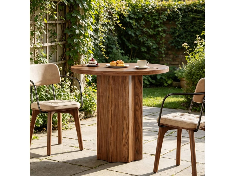  Table ronde de réunion 80 x 80 x 75,5 cm – marron – plateau mdf effet bois pour salle à manger et bureau  - Conforama D