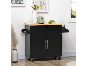 Desserte de cuisine 109x40x89 cm avec tiroir, placard et porte-serviettes mdf noir