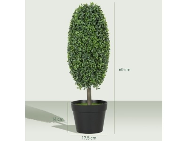  Lot de 2 plantes artificielles en pot 60 cm – vert – feuillage résistant aux uv, décoratif et sans entretien  - Conforama C