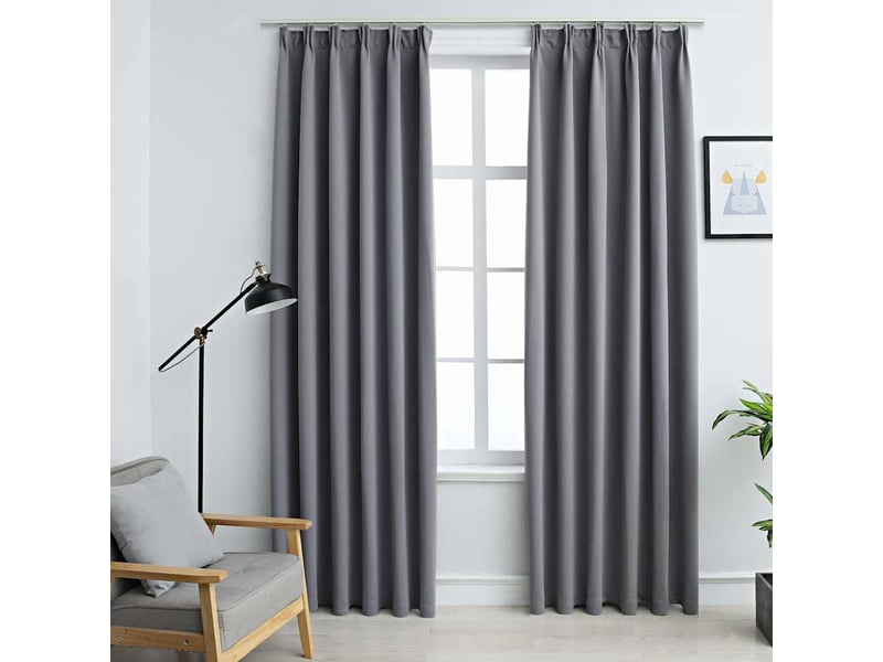  Lot de 2 rideaux occultants, rideaux black-out avec crochets gris 140x245 cm cf44880  - Conforama B