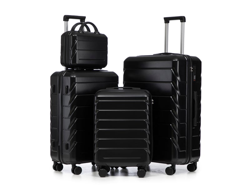  Set de 4 valises rigides,14192428 pouces,avec serrure à code,abs,noir  - Conforama A