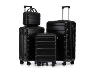 Set de 4 valises rigides,14192428 pouces,avec serrure à code,abs,noir