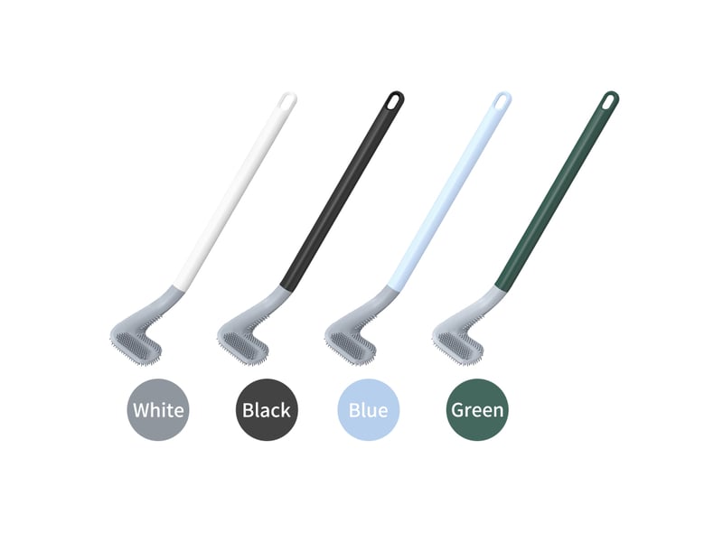 Brosse de nettoyage de toilettes blanche pour usage domestique, sans angles morts, brosse de toilette murale à long manche - Conforama B