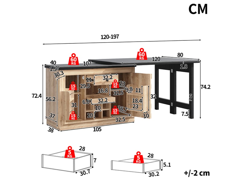  Table de bar blanc - 120 cm mdf  - Conforama C