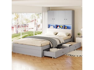 Lit coffre 90x200 cm <strong>OOIILLEE</strong> <strong>Luxe haut de gamme</strong> coloris gris
