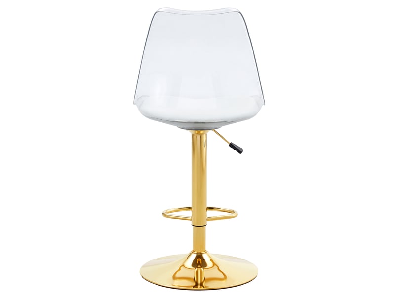  Tabouret de bar lot de 2 pivotants avec dossier transparent, assise en pu et repose-pieds, métal doré  - Conforama A