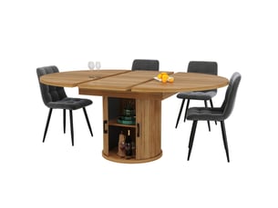 Table à manger extensible ronde 118-158 cm – s’allonge en ovale – noyernoir – jusqu’à 6 personnes