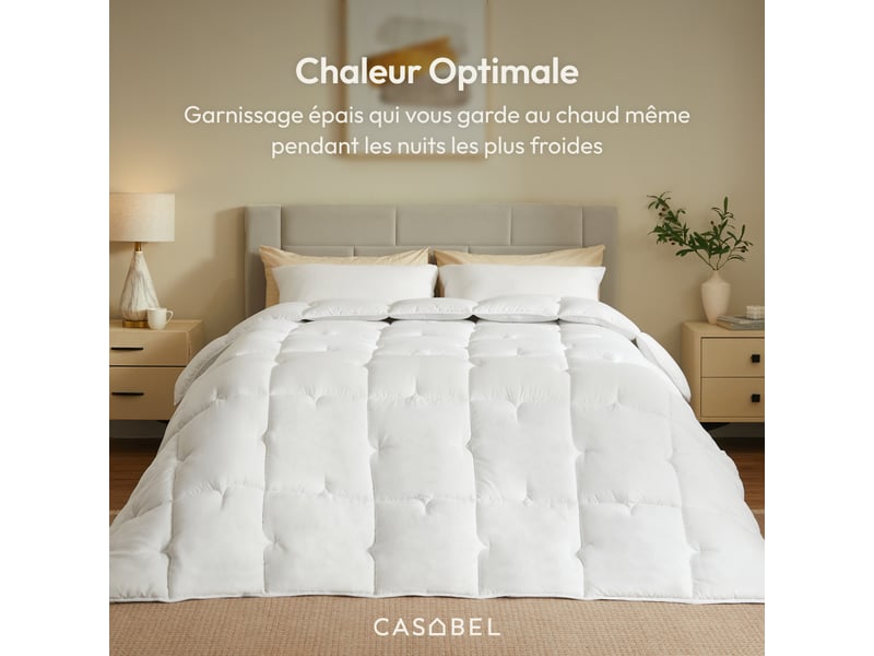  Casabel couette très chaude hiver, 700 gm², 135x200cm, piquage diamant, ultra confortable, 1 personne, blanc  - Conforama D