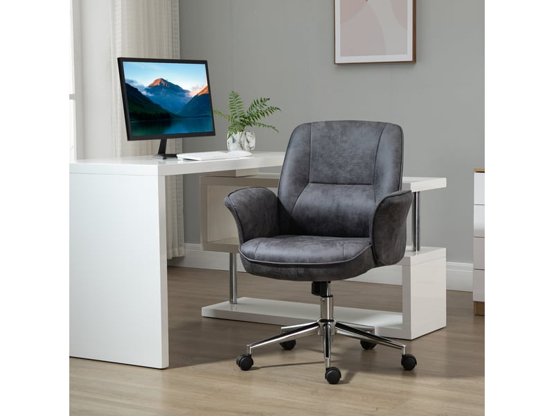  Chaise de bureau, réglable en hauteur, à bascule, pivotante, en acier, gris foncé, 65 x 70 x 106 cm  - Conforama D