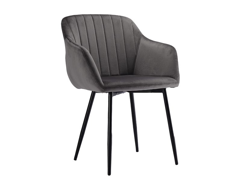  Lot de 4 chaises de salle à manger goeurvant 711 en velours et pieds en métal - gris foncé JOD00711AAD-4 - Conforama R