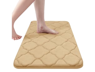 Tapis de bain en mousse à mémoire de forme antidérapant - 16 x 24 pouces - beige