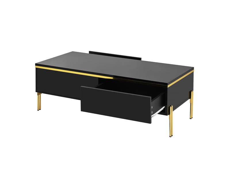 Ensemble salon meuble tv et table basse noir brillant panneau de particules - Conforama W