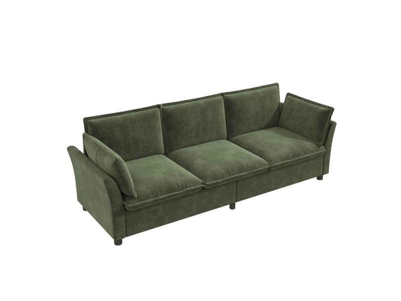  Ensemble canapé modulable 6 places en tissu chenille vert, 6-7 personnes, 220×87×81 cm  - Conforama W