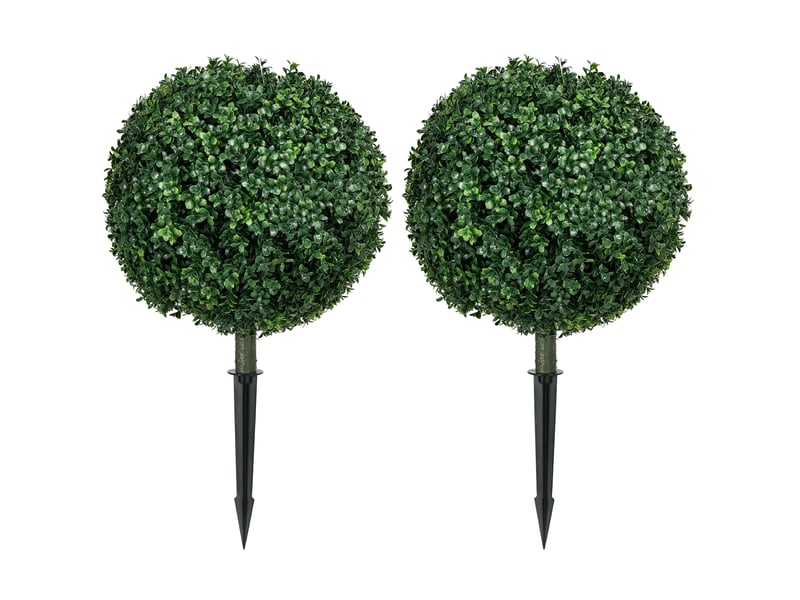  2er-set arbres artificiels buchsbaum grand 70 cm, plantes artificielles comme de vraies avec piquets de sol pour salon, chambre, bureau et jardin, décoration moderne  - Conforama A