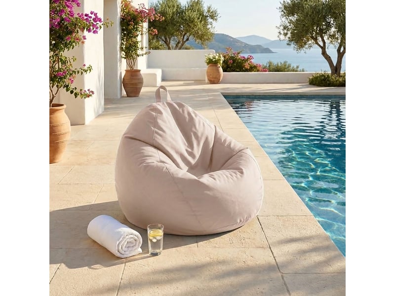 Pouf poire xl 110x120 beige - déhoussable & imperméable (garni billes) - Conforama B