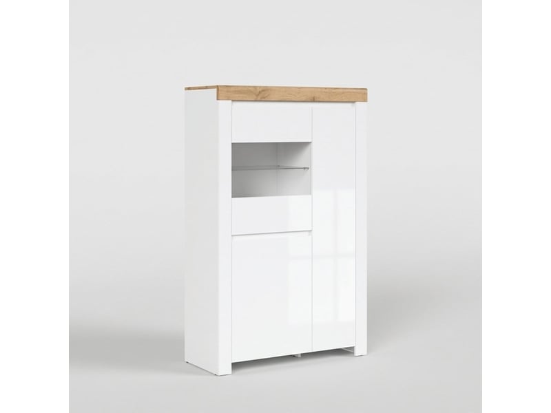  Vitrine haute 2 portes avec étagère en verre holten  - Conforama A