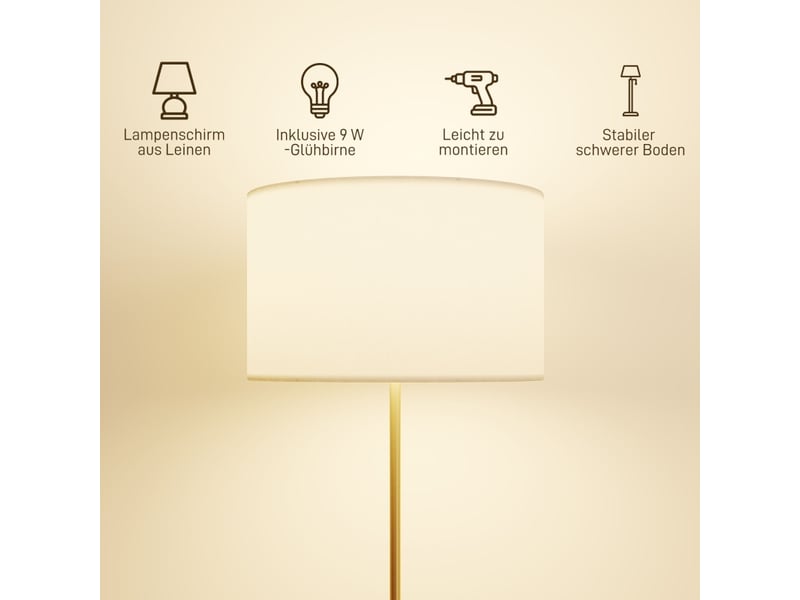  Lampadaire réglable,133 à 168 cm,meulva,avec télécommande et variateur,acier,doré  - Conforama D