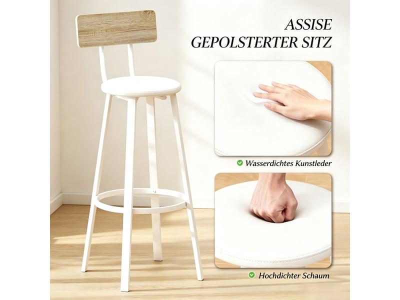  Tabouret 75,5 cm ensemble de 2 rembourrage – assise dossier intégré repose-pieds intégré format bar confort rembourré  - Conforama E