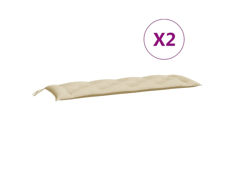  Lot de 2 coussins de banc jardin, coussins d'assise beige 150x50x7 cm tissu oxford cf58715  - Conforama E