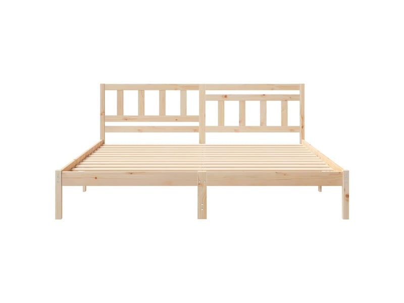 Lit double- lit adulte - cadre de lit avec tête de lit marron 200 x 200 cm pin massif - Conforama C