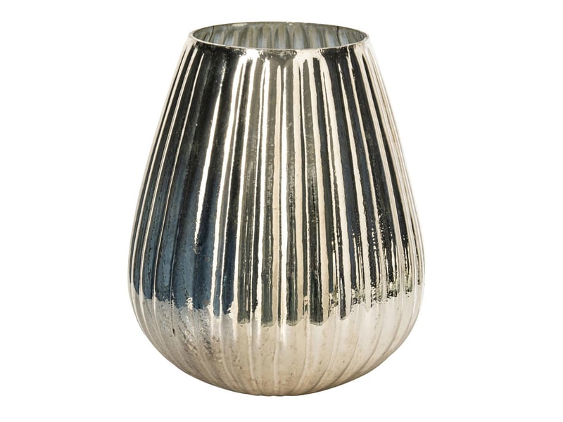 Photophore strié en verre ilona 26cm argent  - Conforama A