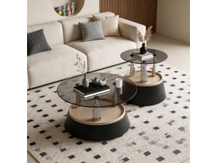 Table basse rond(e) coloris noir PANGIVO W3658P433972 - 48 cmx70 cm