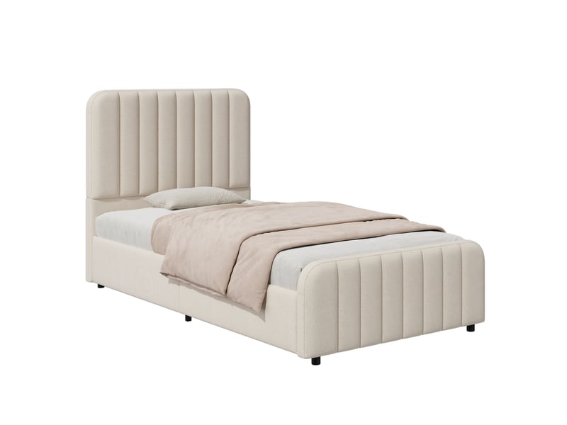  Lit enfant 90x200 cm avec rangement et coffre hydraulique, beige, hauteur 100 cm N634U0058B - Conforama W