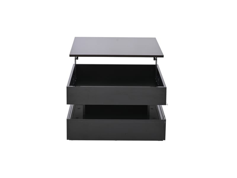  Table basse relevable avec 2 tiroirs et led, rangement caché, pour salon, en panneau de particules, noir - uvrion  - Conforama A