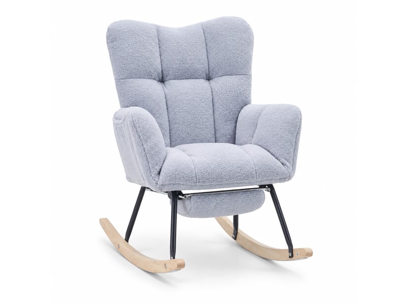  Fauteuil à bascule modenvie en tissu teddy gris avec repose-pieds rétractable 80 x 98 x 98,5 cm  - Conforama A