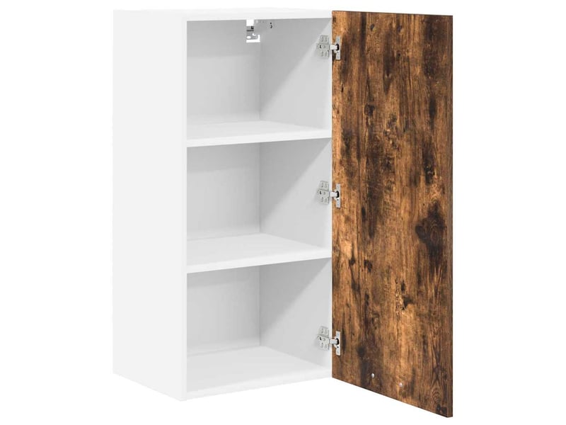  Meuble de rangement cuisine, armoire suspendue chêne fumé et blanc 40x31x80cm  - Conforama E