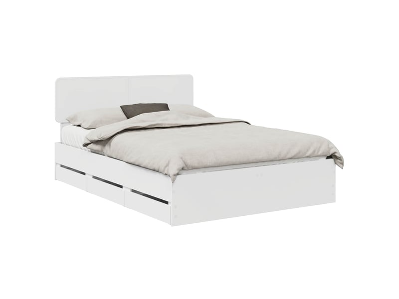  Lit double- lit adulte -  cadre de lit avec tiroir blanc 150 x 200 cm bois d’ingénierie  - Conforama A