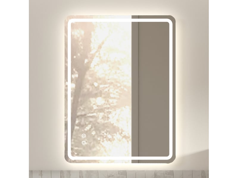  Miroir de salle de bain led 60 x 80 cm – argent – tactile, antibuée, dimmable, pose horizontaleverticale  - Conforama B
