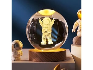 Lampe de table astronaute avec sphère led, petite veilleuse boule de cristal, décoration chambre