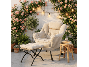 Fauteuil relax manuel <strong>FLORAGRACE</strong> Tissu beige