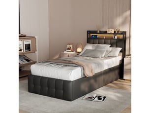 Lit simple 90x200 cm <strong>SHOPENTRA</strong>  <strong></strong> coloris noir
