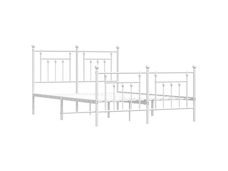 Lit double- lit adulte - cadre de lit métal sans matelas et pied de lit blanc 140x200 cm - Conforama B