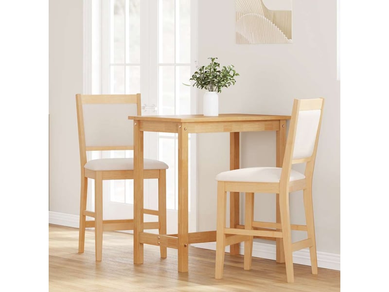  Lot de 2 tabouret de bar avec coussins en bois massif naturel et caoutchouc shl89823  - Conforama C