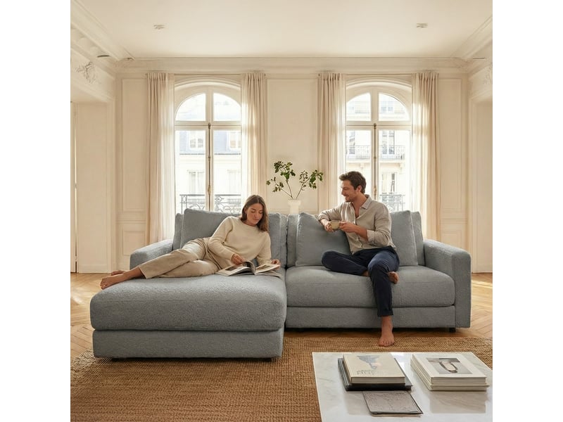  Canapé venezia laine bouclée angle g taupe 3 pl 3CA56.AS.3A.G.09 - Conforama C