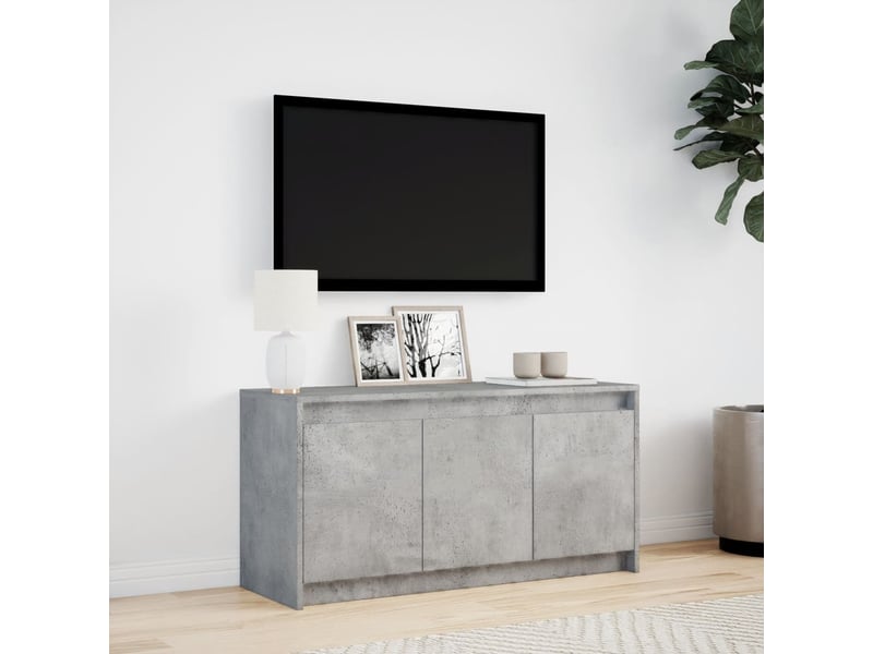  Meuble tv - banc tv - meuble de rangement avec led gris béton 100x34x50 cm bois d'ingénierie  - Conforama D