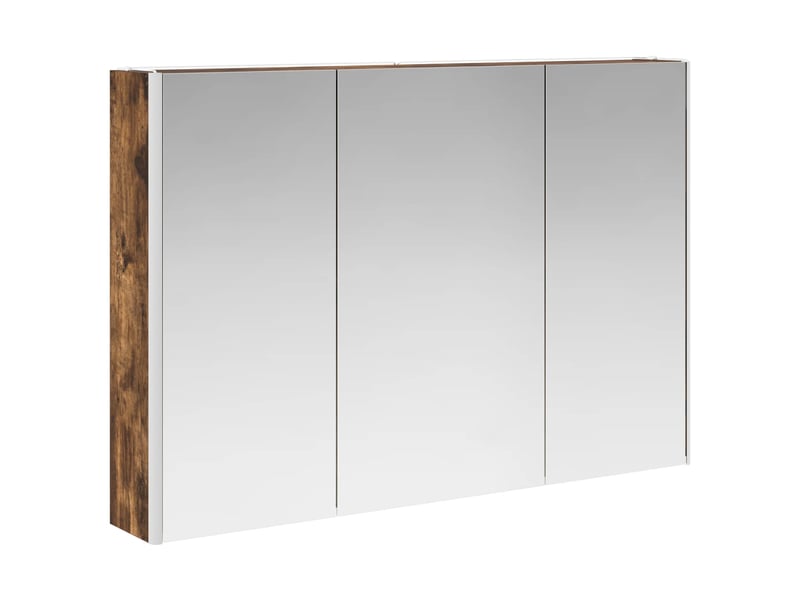 Armoire miroir salle de bain, meuble de rangement chêne fumé 103.5x15.5x70 cm - Conforama E